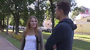 Adorable teen opens her legs for a large cock inside