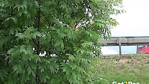 Gorgeous ladies outside with no shame in peeing