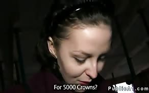 He cums inside her pussy in public