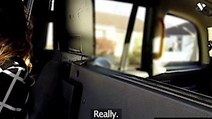 Gorgeous blonde female taxidriver gets her face covered