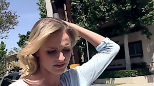 Stranded blonde has outdoor sex for money