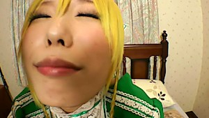 Shooting his load over his cosplay girlfriend