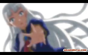 Busty hentai coed fingering pussy