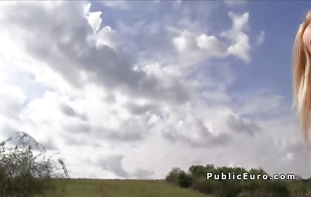 Hot blonde Czech amateur fucks outdoor