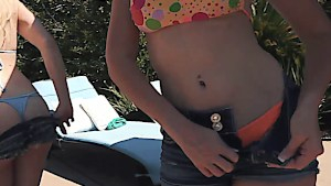 Sexy BFFS have pool party orgy