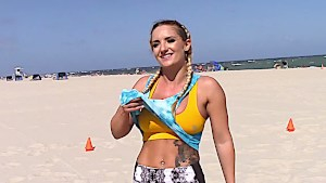 Busty blonde rides fitness trainer