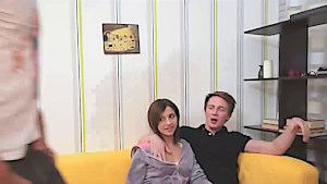 White girl feels great at a party with cock in both holes