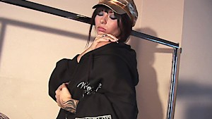 Curvy Dominno busts some sexy moves dressed like a rapper girl