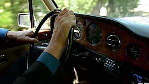 Driver's fat cock pleases the greedy assholes of two French ladies