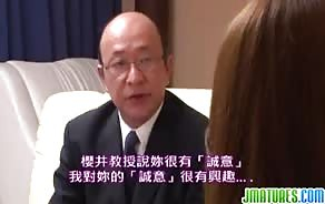 Asian babe giving older man head