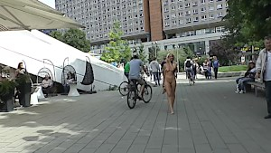 Blonde Czech teen showing her hot body naked in public