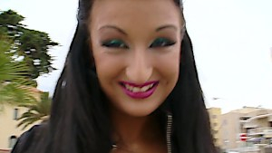 Latina with shinny small tushy and perky tits takes the D