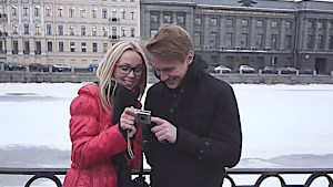 Brunette welcomes his large erection in her sweet pussy