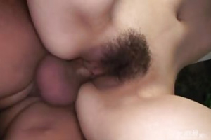 Asian cutie having intense pussy orgasm in threesome..