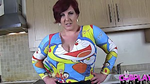 Darling thick mama busts out her great titties