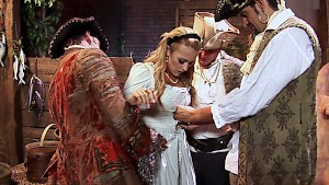 Trina fucked by three cocks at once