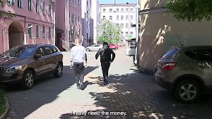 Russian makes money for her man with tight pussy