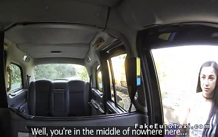 Tattooed busty amateur gets anal in cab in public