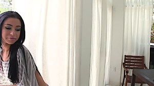 Tiny Latina rides a big dick like a champ