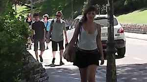 Sexy Spanish teen picked up and fucked by fat guy