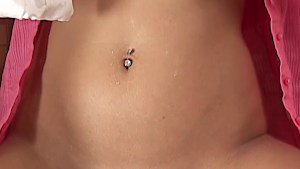 Cute blonde in the shower gets freaky with a banana