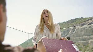 Gorgeous Izzy gets her tight blond pussy fucked by the pool